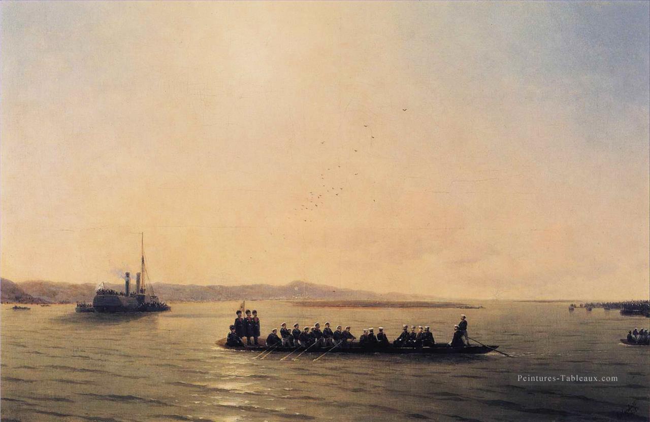 Alexandre II traversant le Danube 1878 Romantique Ivan Aivazovsky russe Peintures à l'huile